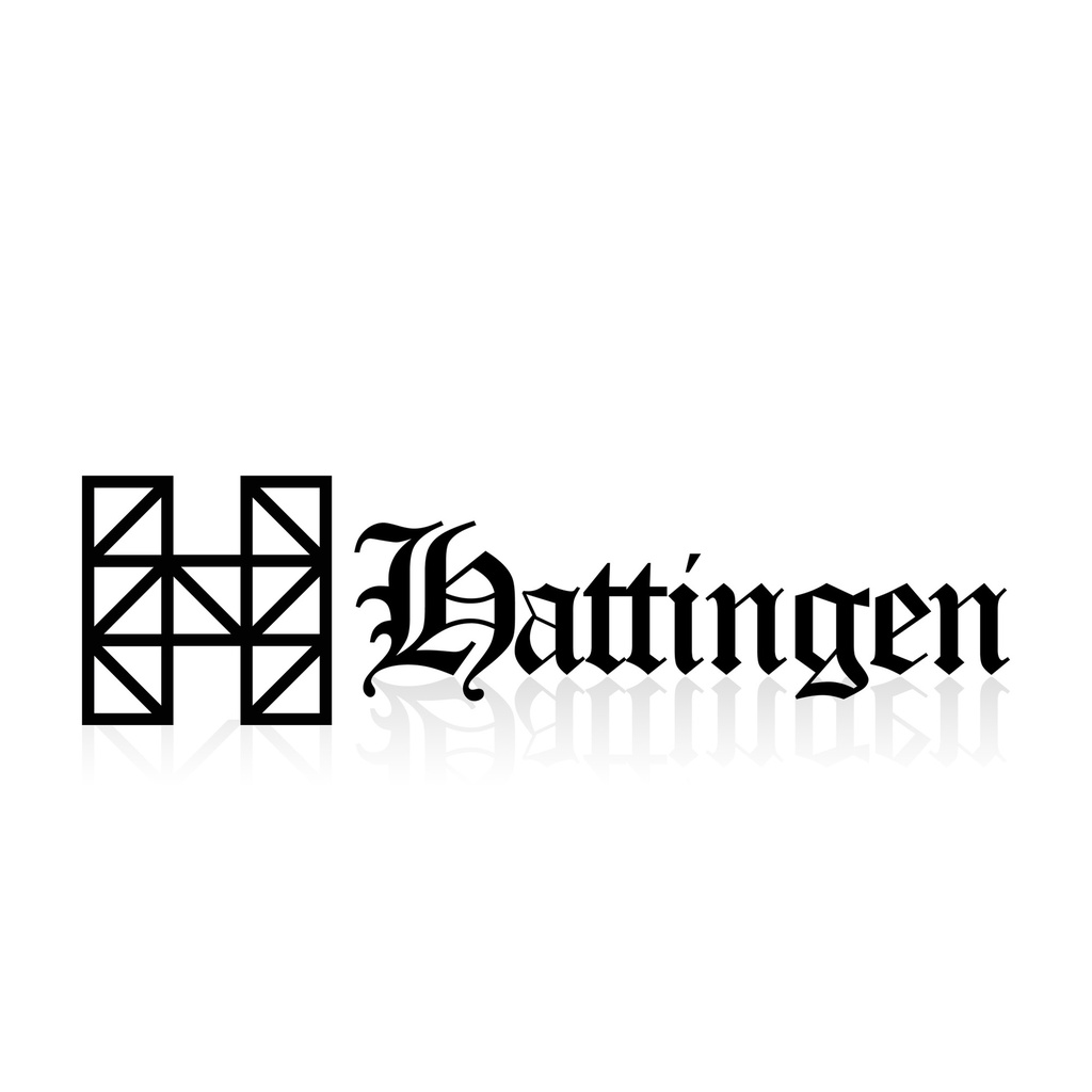 [497-007] Vinyl-Sticker "Hattingen" Fachwerk / Fraktur (Weiß)
