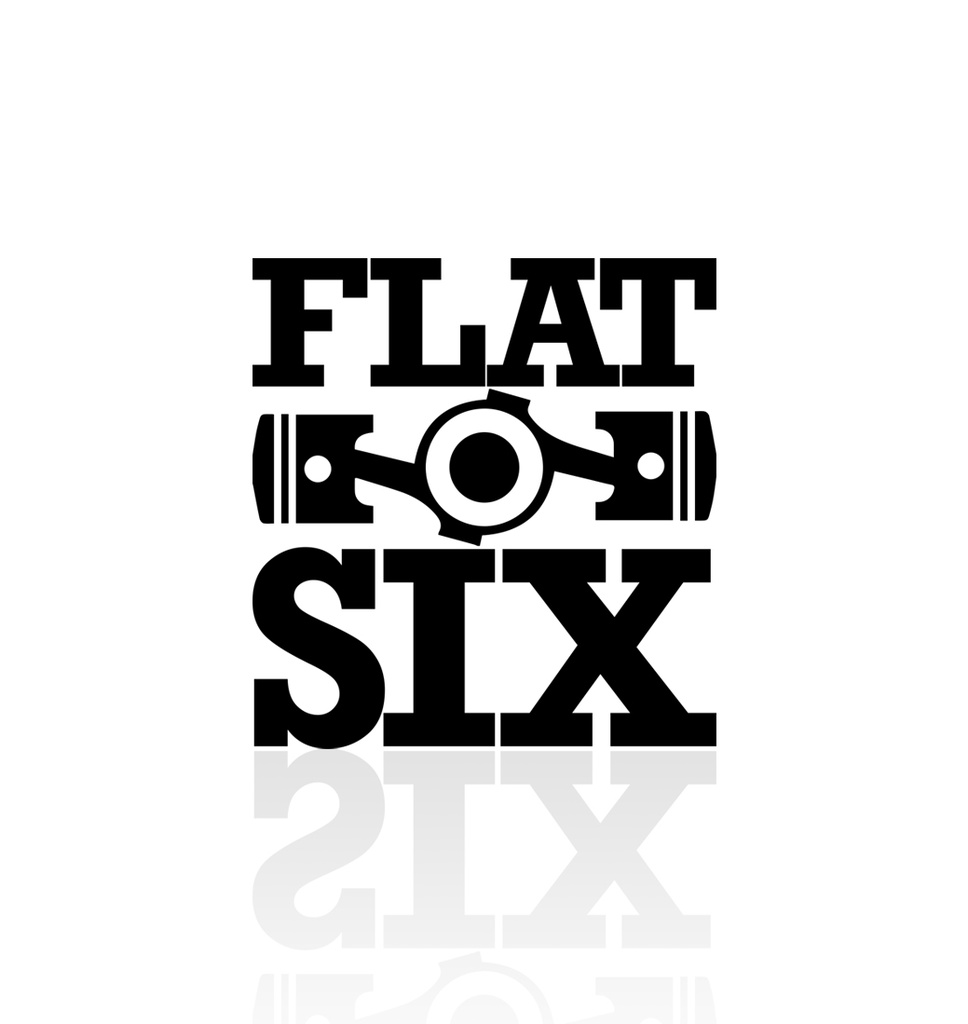 [100360-wei] Vinyl-Sticker "Flat Six" Porsche / Subaru Aufkleber (Weiß)