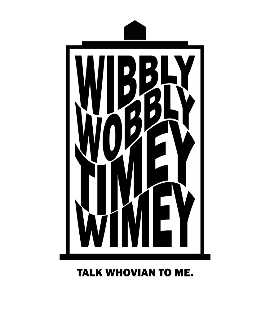 [428-003] Vinyl-Sticker Doctor Who "Wibbly Wobbly Timey Wimey" Tardis (Weiß)