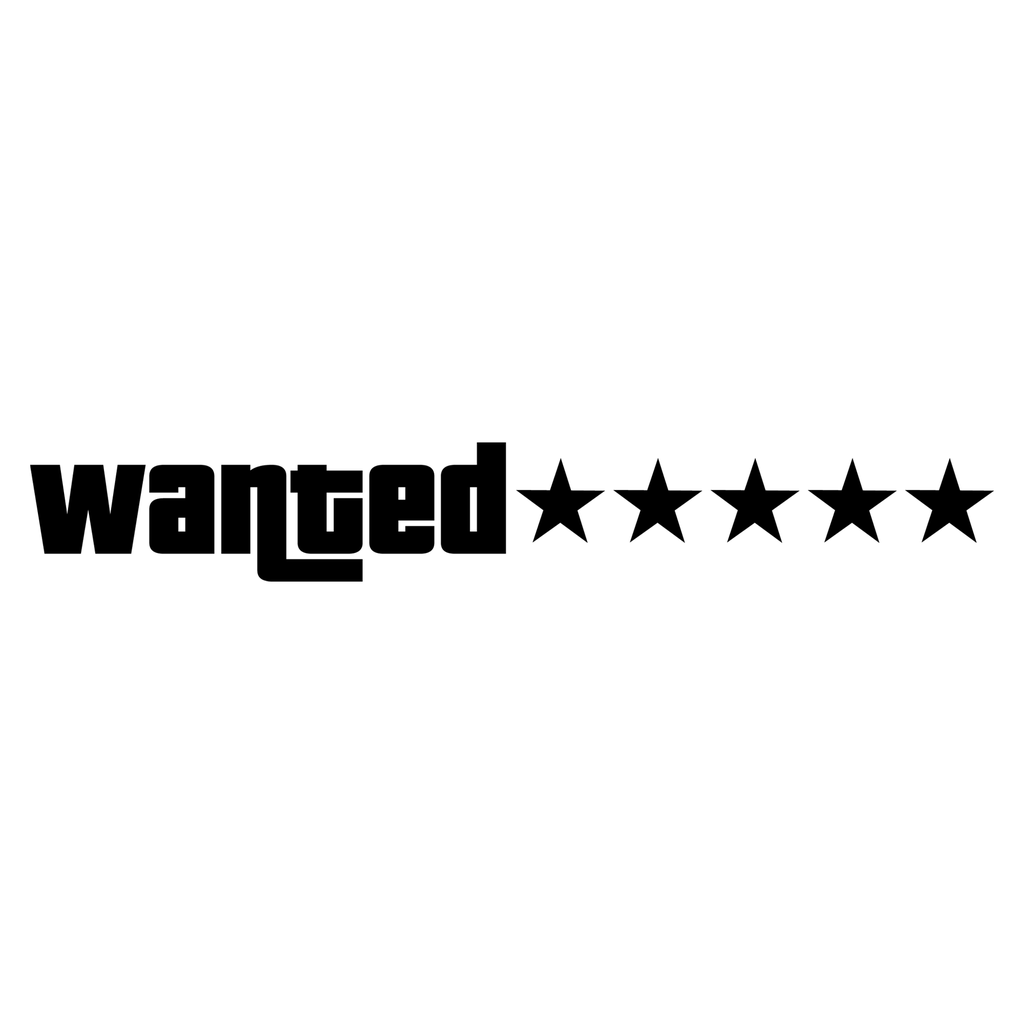 [441-002] Vinyl-Sticker WANTED ***** GTA V Style Aufkleber (Weiß)