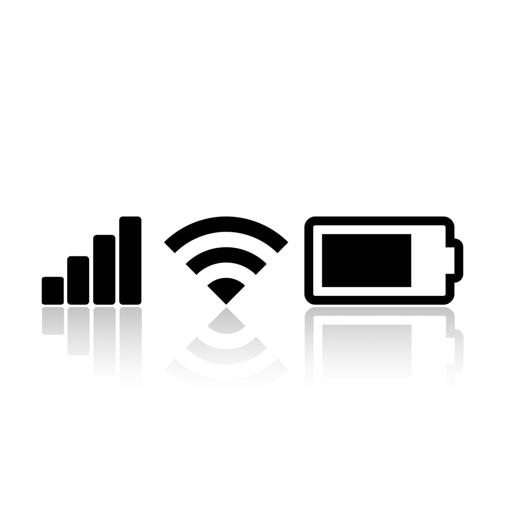 [446-003] Vinyl-Sticker IOS Nodge Batterie Empfang Wifi Aufkleber (Weiß)