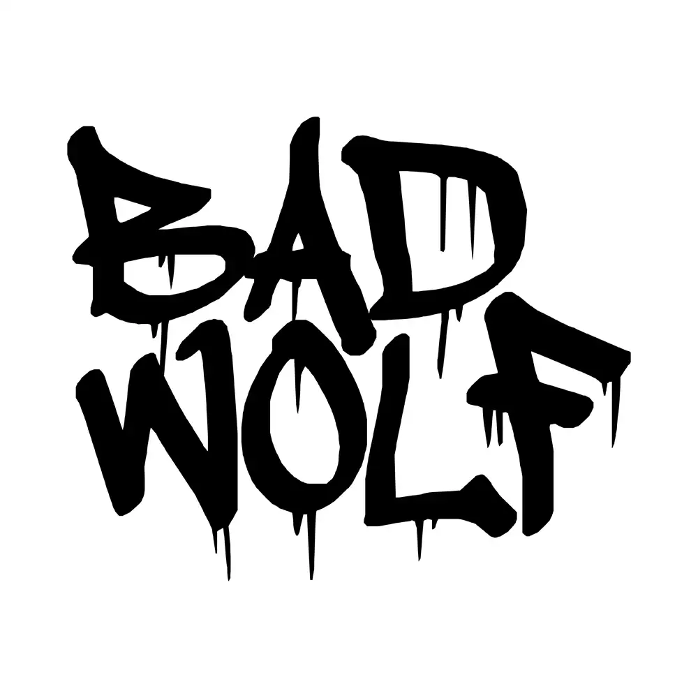 [865-001] Vinyl-Sticker Doctor Who: "Bad Wolf" (Weiß)